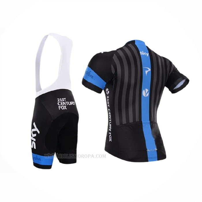 2015 Ropa Ciclismo Sky Azur Negro Mangas Corta y Culotte Corto